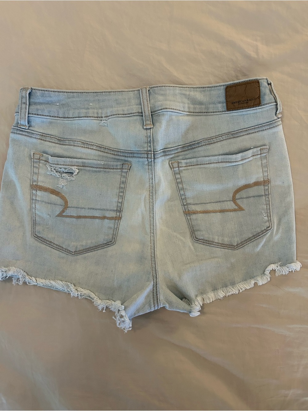 American Eagle Outfitters Light Blue Distressed Denim Shorts - Picture 2 of 4